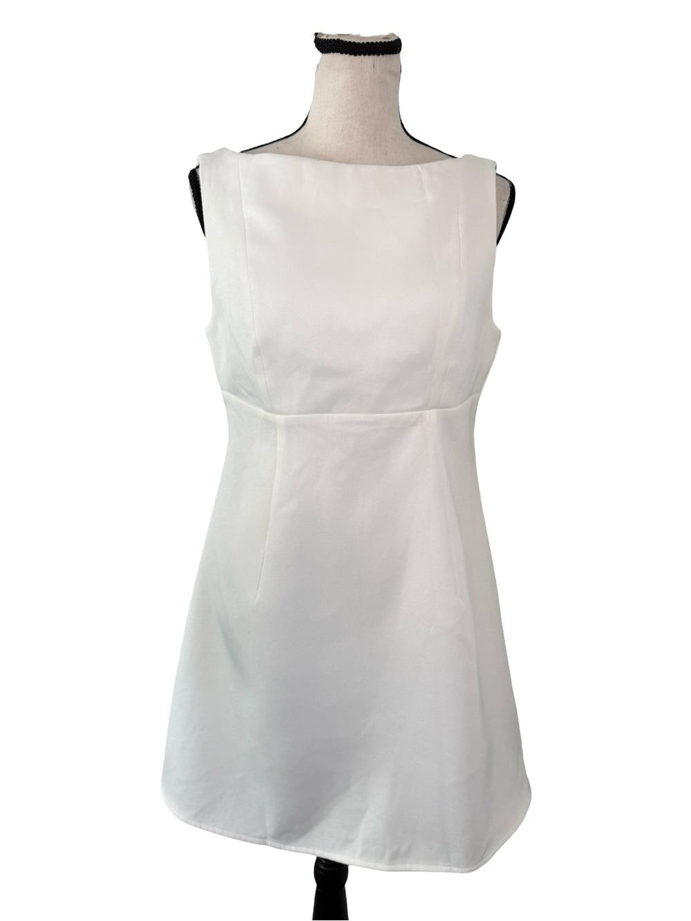 Classic White Sleeveless A-Line Dress